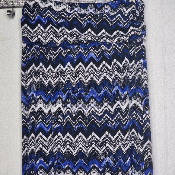 AB Studio Black White Royal Mixed Pattern Ruched Waist Poly Span Maxi Skirt XL - Picture 6 of 16